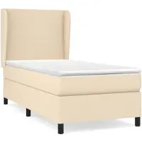 vidaXL Lit boxspring avec matelas Crème 100x200 cm Tissu