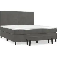 vidaXL Lit boxspring avec matelas gris foncé 160x200 cm velours