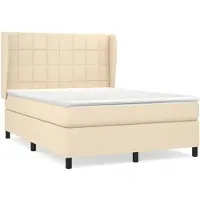 vidaXL Lit boxspring avec matelas Crème 140x200 cm Tissu