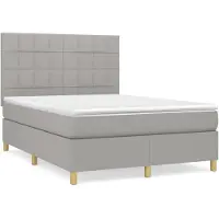 vidaXL Lit boxspring avec matelas gris clair 140x200 cm Tissu