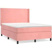 vidaXL Lit boxspring avec matelas rose 140x190 cm velours