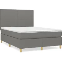vidaXL Lit boxspring avec matelas gris foncé 140x190 cm Tissu