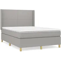 vidaXL Lit boxspring avec matelas gris clair 140x200 cm Tissu