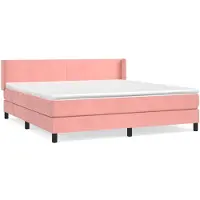 vidaXL Lit boxspring avec matelas rose 180x200 cm velours