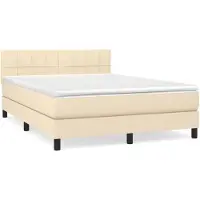 vidaXL Lit boxspring avec matelas Crème 140x200 cm Tissu