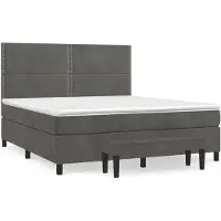 vidaXL Lit boxspring avec matelas gris foncé 180x200 cm velours