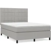 vidaXL Lit boxspring avec matelas gris clair 140x190 cm Tissu