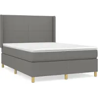 vidaXL Lit boxspring avec matelas gris foncé 140x200 cm Tissu