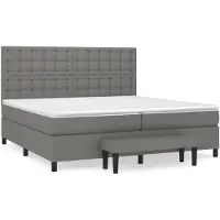 vidaXL Lit boxspring avec matelas gris foncé 200x200 cm Tissu