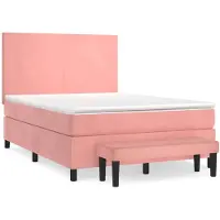 vidaXL Lit boxspring avec matelas rose 140x190 cm velours