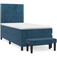 vidaXL Lit boxspring avec matelas bleu foncé 100x200 cm velours