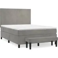 vidaXL Lit boxspring avec matelas gris clair 140x200 cm velours