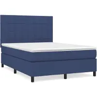 vidaXL Lit boxspring avec matelas bleu 140x200 cm Tissu