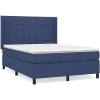vidaXL Lit boxspring avec matelas bleu 140x200 cm Tissu