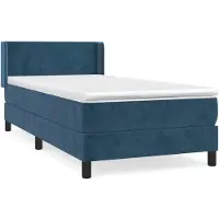 vidaXL Lit boxspring avec matelas bleu foncé 90x200 cm velours