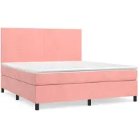 vidaXL Lit boxspring avec matelas rose 180x200 cm velours