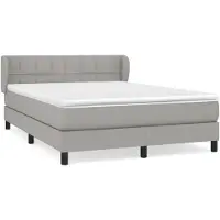 vidaXL Lit boxspring avec matelas gris clair 140x190 cm Tissu