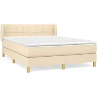 vidaXL Lit boxspring avec matelas Crème 140x200 cm Tissu