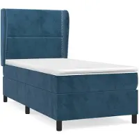 vidaXL Lit boxspring avec matelas bleu foncé 100x200 cm velours