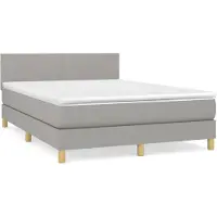 vidaXL Lit boxspring avec matelas gris clair 140x190 cm Tissu