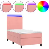vidaXL Lit boxspring avec matelas & LED rose 80x200 cm velours