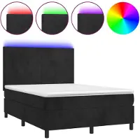 vidaXL Lit boxspring avec matelas & LED noir 140x190 cm velours