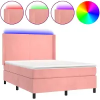 vidaXL Sommier tapissier avec matelas et LED Rose 140x200 cm Velours