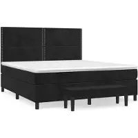 vidaXL Lit boxspring avec matelas noir 180x200 cm velours