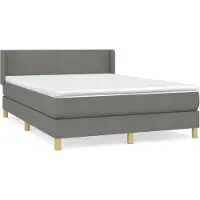 vidaXL Lit boxspring avec matelas gris foncé 140x200 cm Tissu