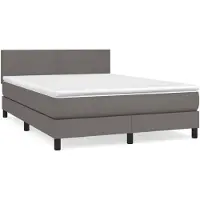vidaXL Lit boxspring avec matelas Gris 140x190 cm Similicuir
