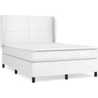 vidaXL Lit boxspring avec matelas blanc 140x190 cm similicuir