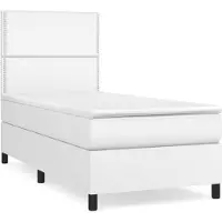 vidaXL Lit boxspring avec matelas blanc 100x200 cm similicuir