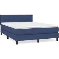 vidaXL Sommier à lattes de lit avec matelas Bleu 140x190 cm Tissu