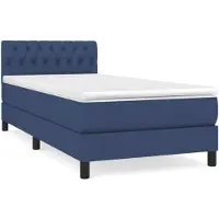 vidaXL Lit boxspring avec matelas bleu 100x200 cm Tissu