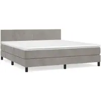 vidaXL Lit boxspring avec matelas gris clair 180x200 cm velours