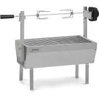 Klarstein Tourne Broche Electrique 2 en 1, Mechoui, Rotisserie et Gril de Barbecue, Broche Cochon de Lait, Tourne Broche Barbecue avec 2 Broches, Rotissoire, Mini Bbq Grill Barbecue Inox sur Roues