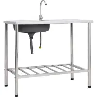 vidaXL Évier de camping avec robinet Acier inoxydable