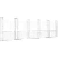 vidaXL Corbeille à gabion en forme de U avec 6 colonnes en fer 620x20x200 cm