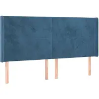 vidaXL Tête de lit avec oreilles bleu foncé 163x16x118/128 cm velours