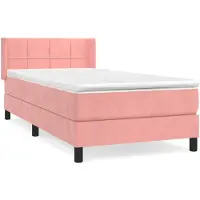 vidaXL Lit boxspring avec matelas rose 90x200 cm velours