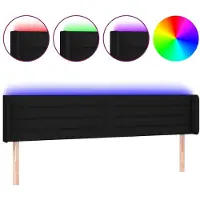 vidaXL Tête de lit LED noir 183x16x78/88 cm Tissu