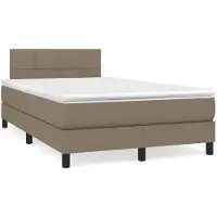 vidaXL Lit Boxspring avec matelas Taupe 120x200 cm Tissu