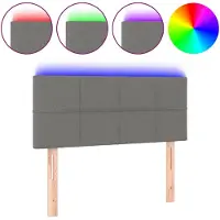 vidaXL Tête de lit LED gris foncé 90x5x78/88 cm Tissu