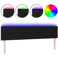 vidaXL LED Tête de lit noir 180x5x78/88 cm Tissu