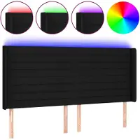 vidaXL Tête de lit LED noir 183x16x118/128 cm Tissu