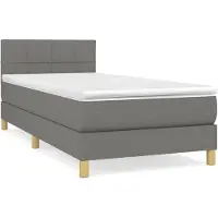 vidaXL Lit boxspring avec matelas gris foncé 90x200 cm Tissu