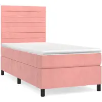 vidaXL Lit boxspring avec matelas rose 100x200 cm velours