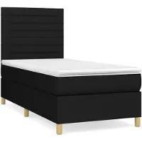vidaXL Lit boxspring avec matelas noir 90x200 cm Tissu