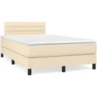 vidaXL Lit Boxspring avec matelas Crème 120x200 cm Tissu