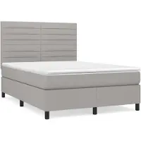 vidaXL Lit boxspring avec matelas gris clair 140x200 cm Tissu
